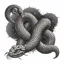 snake interwined with a gemini zodiac sign tattoo design idea