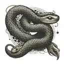 snake interwined with a gemini zodiac sign tattoo design idea