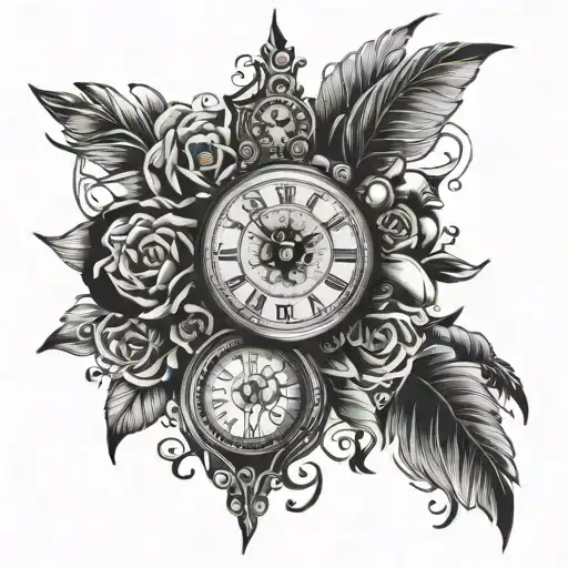 forearm tatto, eye, clock tattoo design idea