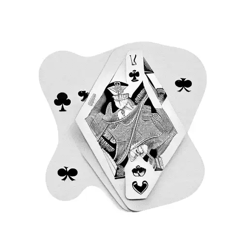 two friends playing cards black and white silhouette 2D tattoo tattoo design idea