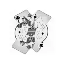 two friends playing cards black and white silhouette 2D tattoo tattoo design idea