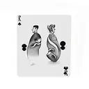 two friends playing cards black and white silhouette 2D tattoo tattoo design idea