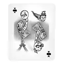 two friends playing cards black and white silhouette 2D tattoo tattoo design idea