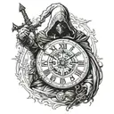 assasin creed and clock tattoo design idea