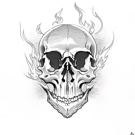skull with flame eyes  tattoo design idea