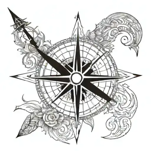compass, names of children, Rylan, Parker, and Graham. pattern. tattoo design idea