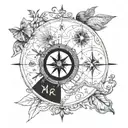 compass, names of children, Rylan, Parker, and Graham. pattern. tattoo design idea