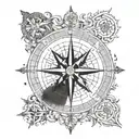 compass, names of children, Rylan, Parker, and Graham. pattern. tattoo design idea
