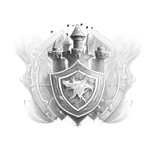 knight leaving castle  tattoo design idea