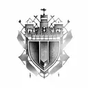 knight leaving castle  tattoo design idea