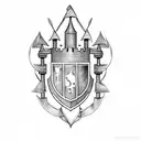 knight leaving castle  tattoo design idea