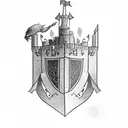 knight leaving castle  tattoo design idea