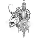 knight leaving castle  tattoo design idea