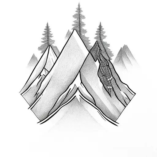 5 mountain peaks and a shamrock tattoo design idea
