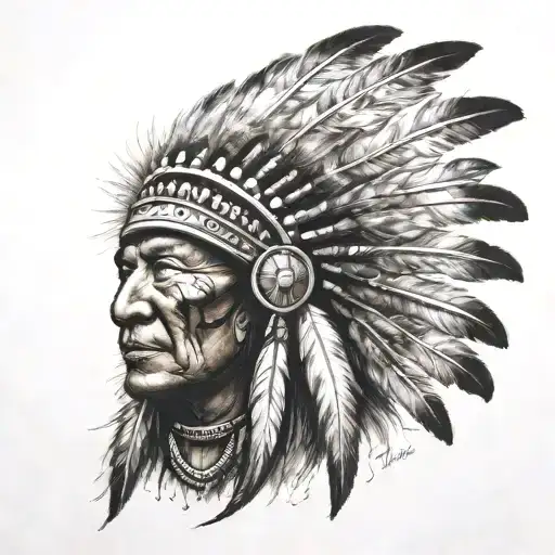 chief headress tattoo design idea