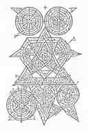 the runes of Gebo, Ansuz, Evaz, Raido are inside the patterns tattoo design idea