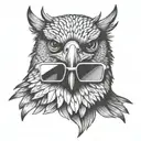 Hawk flying with sunglasses  tattoo design idea