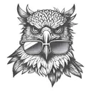 Hawk flying with sunglasses  tattoo design idea