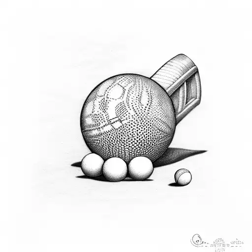 Dotwork "Cricket Bat And Ball , Wicket" Tattoo Idea BlackInk AI