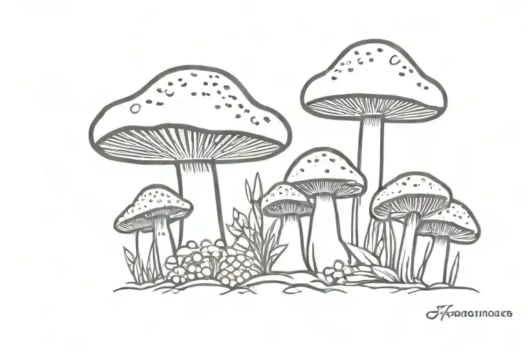 simple mushroom filler  tattoo design idea