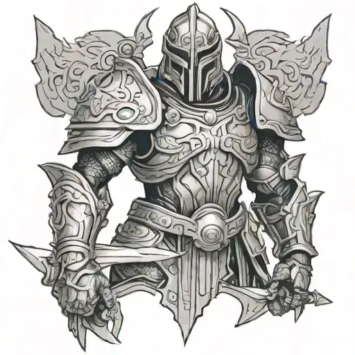 Baal wearing battle armor tattoo design idea