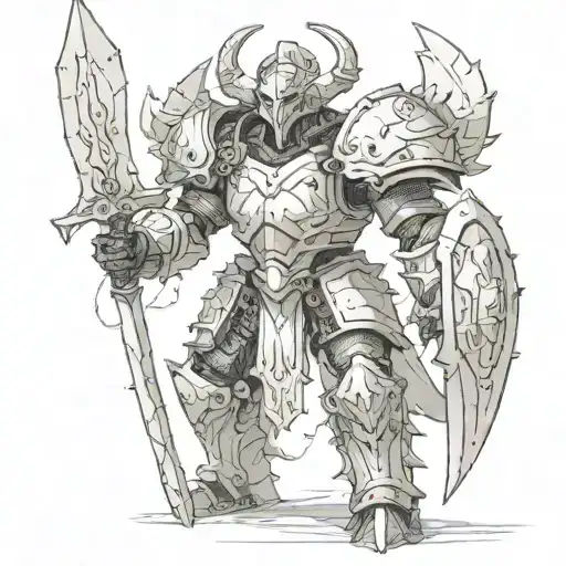 a very imposing Baal in battle armor tattoo design idea