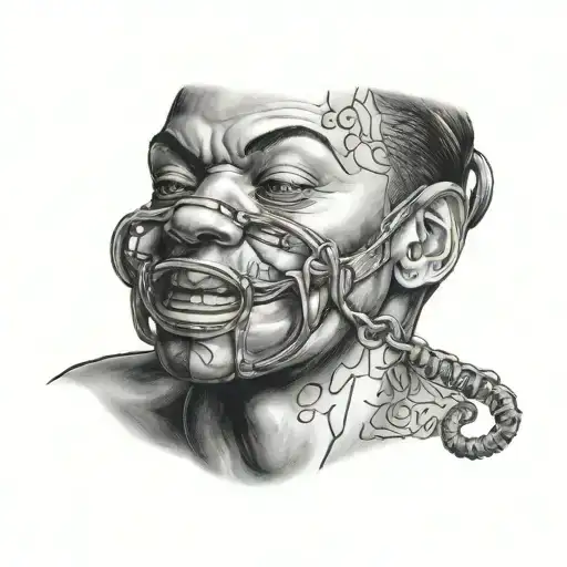 a slave in a ball gag tattoo design idea
