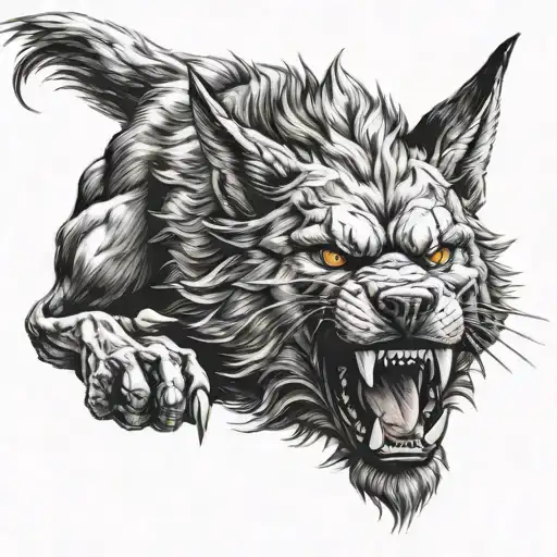 fenrir biting Tyr's hand off  tattoo design idea