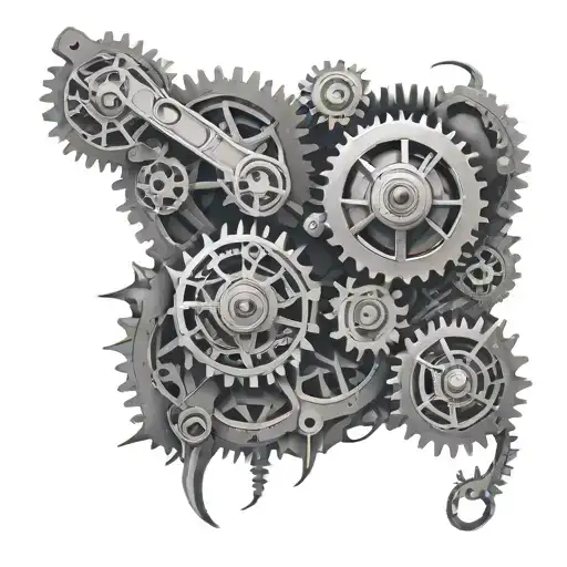 biomechanical gears and pumps tattoo design idea