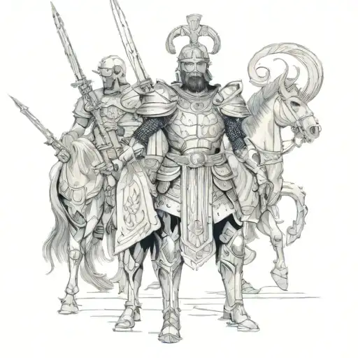 Baal in armor commanding his army tattoo design idea