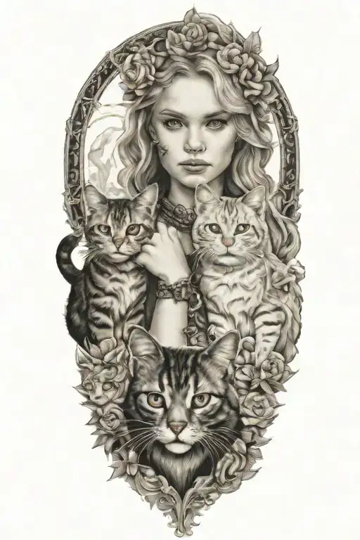 freya with her cats  tattoo design idea