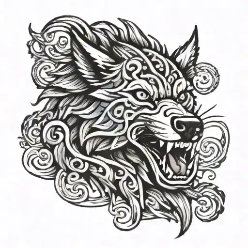 fenrir viking norse wolf tattoo design idea