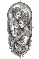 spiritual gemini twins tattoo design idea