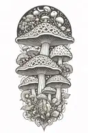 mushrooms and fractals tattoo design idea