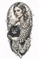 freya with her cats  tattoo design idea