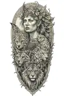 freya with bygul and trjegul tattoo design idea