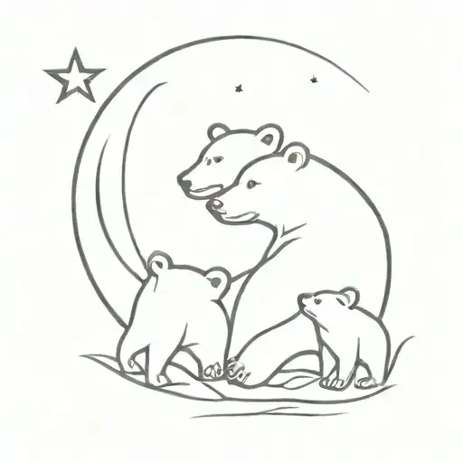 father/child bear tattoo with moon - a bit minimalist would be ok  tattoo design idea