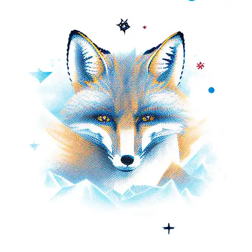 Fox from Cruzeiro Esporte Clube with southern cross stars on background tattoo design idea