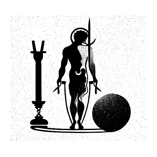 Roman god Janus and metallic dripping  tattoo design idea