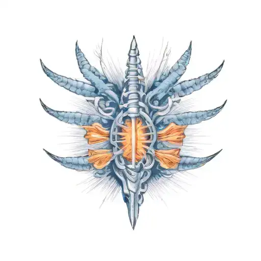 spine with blue spinal cord tattoo design idea