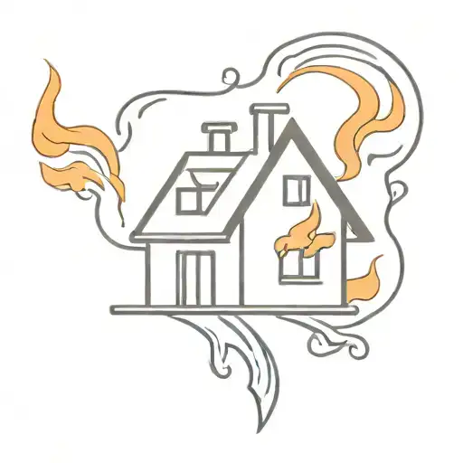 Burning house tattoo design idea