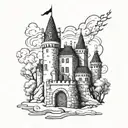 gothic snowy castle tattoo design idea