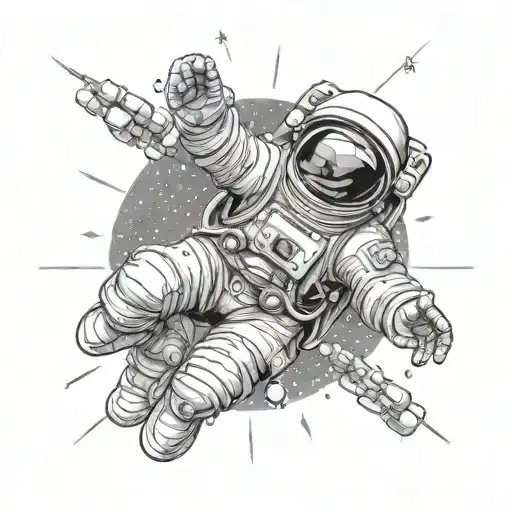 astronaut looking up and seeing binary code in the stars tattoo design idea