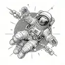 astronaut looking up and seeing binary code in the stars tattoo design idea