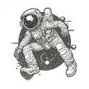 astronaut looking up and seeing binary code in the stars tattoo design idea