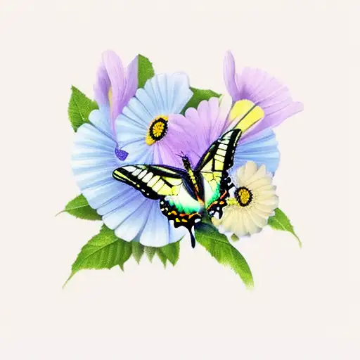 Yellow swallowtail butterfly tattoo design idea