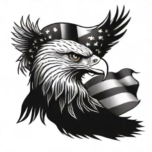 American flag with eagle soaring tattoo design idea