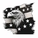 American flag with eagle soaring tattoo design idea