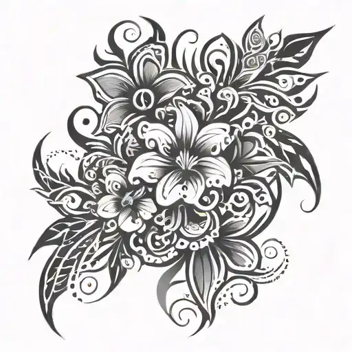 flowers blooming tattoo design idea