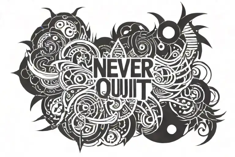 never quit ~Johnnie Guilbert words tattoo design idea